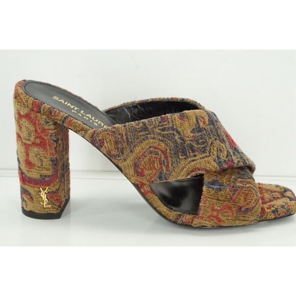 SAINT LAURENT Loulou Tapestry Slide Mules Sandals Sz 36 NIB YSL $895 - Picture 2 of 10